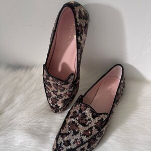 Kate Spade Sequins Leopard Animal Prints Embellishments Loafers Shoes 6.5